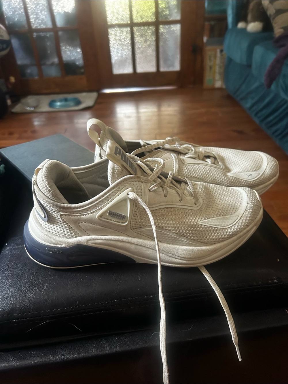 PUMA Cream Mesh Running Sneakers